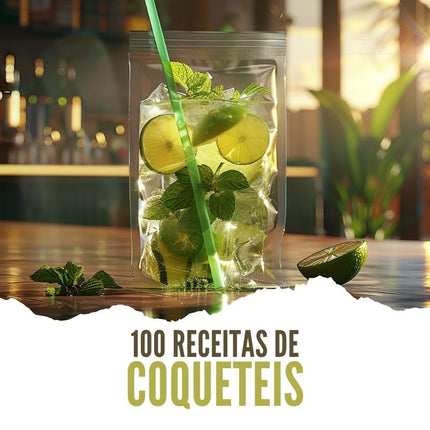 Manual com 100 Receitas de Coquetéis para Embalagem Ziplock