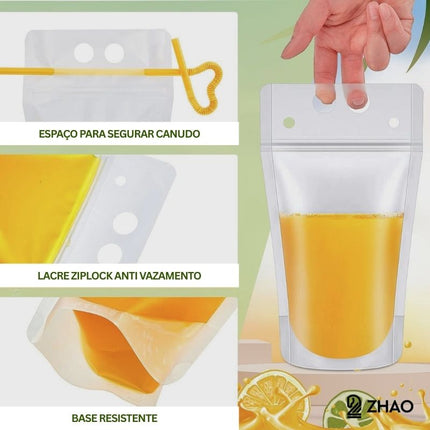 Embalagem Transparente Zip Lock c/ Canudo