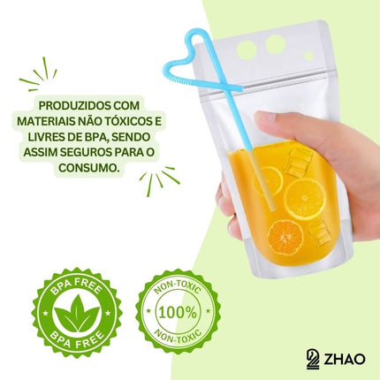Embalagem Transparente Zip Lock c/ Canudo